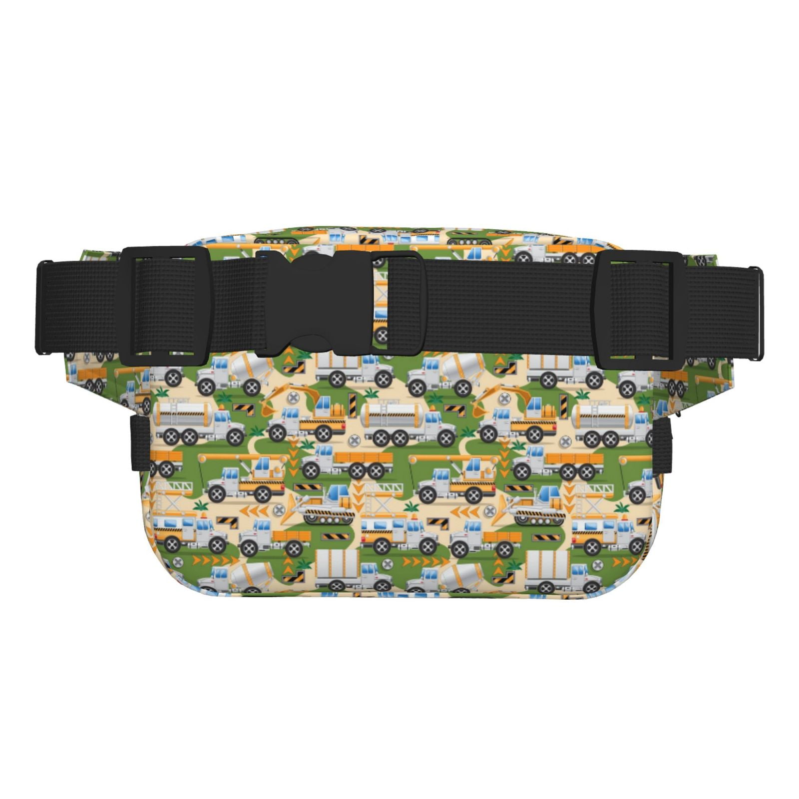 Picia Construction Machinery1 Print Square Double-Layer Waist Bag Mini Adjustable Waist Belt Bag Exercise Running Travel Hiking