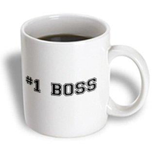 3dRose #1 Boss - Number One Best Greatest Boss - Work and Office gifts - fun flattering gifts - black, Ceramic Mug,