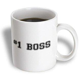 3dRose #1 Boss - Number One Best Greatest Boss - Work and Office gifts - fun flattering gifts - black, Ceramic Mug, (Best Gift To Give Boss)