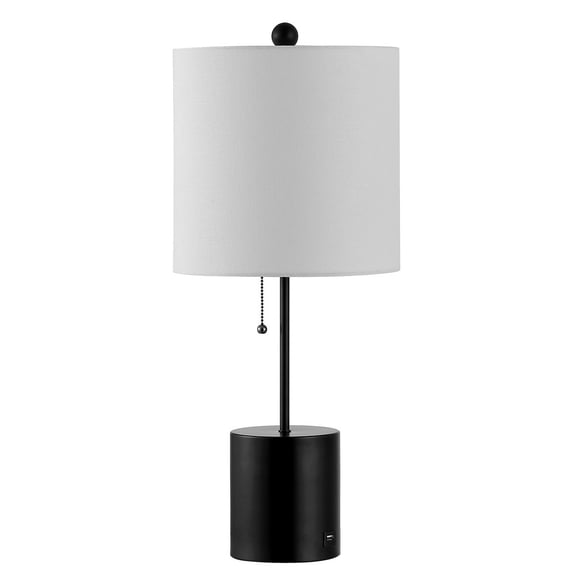 SAFAVIEH Dalra 25 in. Minimalist Table Lamp with USB Port, Black
