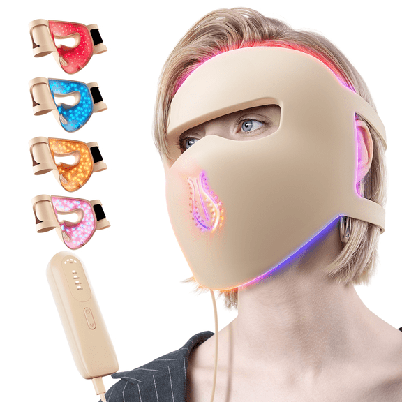Dr.pedi 4D LED Light Therapy Face Mask, 311 LEDs Red & Near Infrared Skin Care Mask with 850nm, Rechargeable Wireless Design, Full Body Skin Rejuvenation for Women and Men