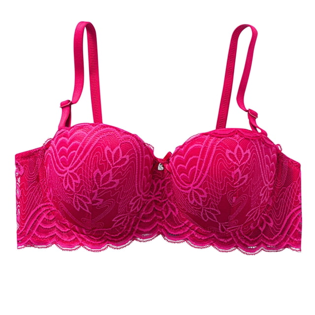 Plebaso Women's Underwired Bras Flower Lace Push up Bras Full Coverage Adjustable Straps Everyday Bras