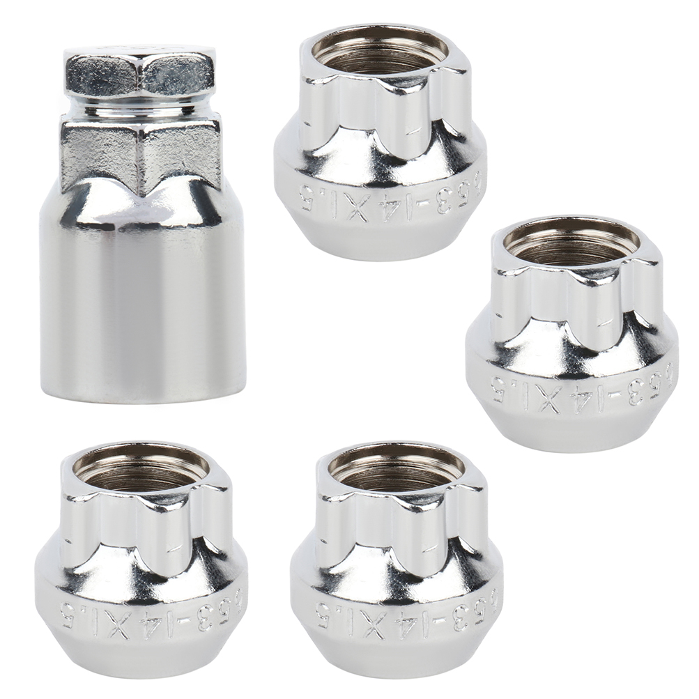 ECCPP Wheel Lug Nuts 4 Pieces +1 Key 14x1.5 Chrome Bulge Acorn Drive