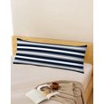 thumbnail image 2 of Navy Blue Gray Stripe Body Pillow Cover 20x54, Modern Farmhouse Horizontal Striped Decorative Pillowcase with Zipper, Microfiber Pillow Protector, Soft Breathable Long Lumbar Pillowcases for Women, 2 of 9