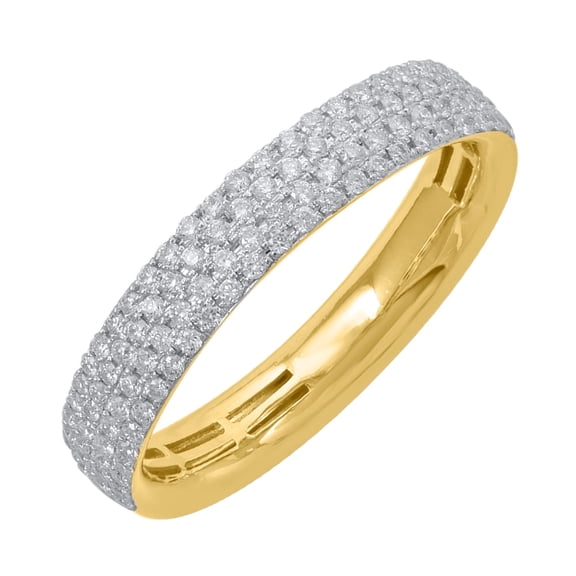 1/3 Carat Round Diamond Wedding Band Ring in 10K Yellow Gold - IGI Certified (Ring Size 11.75 )