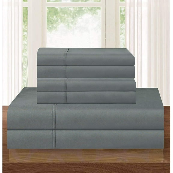 Elegant Comfort 4-piece Bed Sheet Set ,Fitted,Flat, Pillow Cases 1500 Collections ,Full Grey