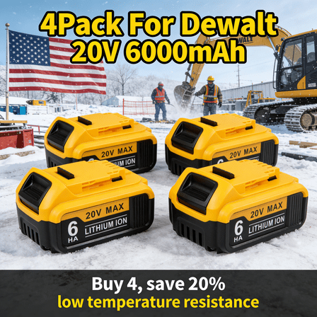 AERDU 4Pack 20V MAX 6.0Ah Lithium-Ion Battery Replacement Dewalt DCB200/204/206 Shipped from US warehouse