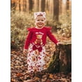 thumbnail image 3 of BemeyourBBs Newborn Baby Girl Boy My First Girl Valentines Day Outfits Ruffle Long Sleeve Crew Neck Bear Print Romper Pants and Headband Cute Spring Clothes, 3 of 9