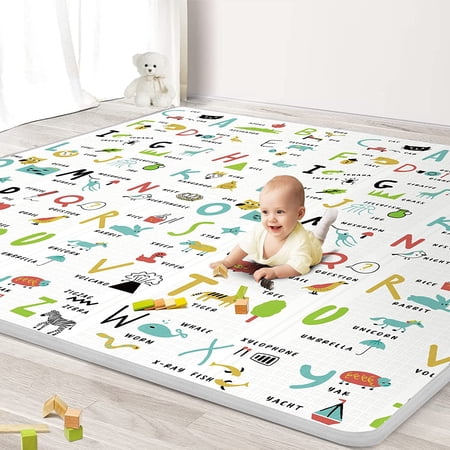 Baby Play Mat 79" X 71",Reversible Waterproof Foldable Foam Floor Playmat for Kids Toddlers, Extra Large Anti- Slip Baby Crawling Mat, Green