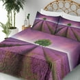 thumbnail image 3 of Ambesonne Purple Fitted & Top Sheet Set with Shams, Lavender Fields and Tree, Purple and Green, 3 of 5