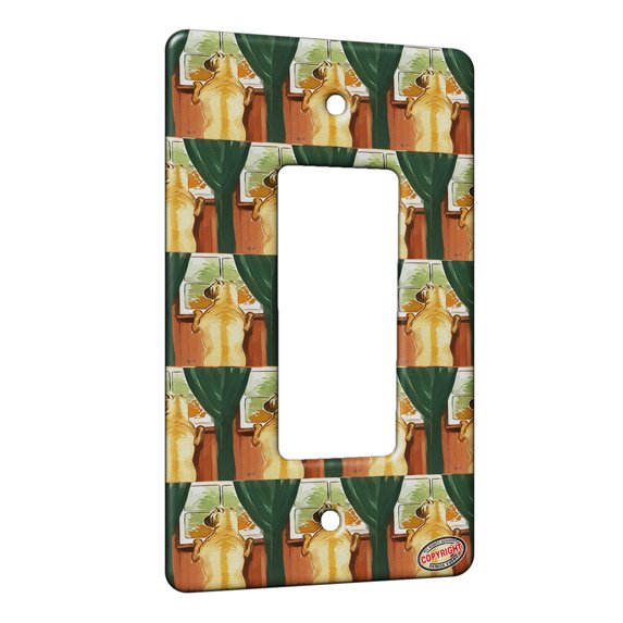 KuzmarK™ 1 Gang Rocker Wall Plate - Chinese Shar Pei at Window Dog Modern Art by Denise Every