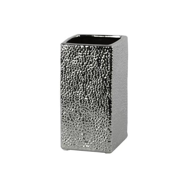 Urban Trends Collection 24469 Vase Carré en Céramique Chrome Poli - Argent