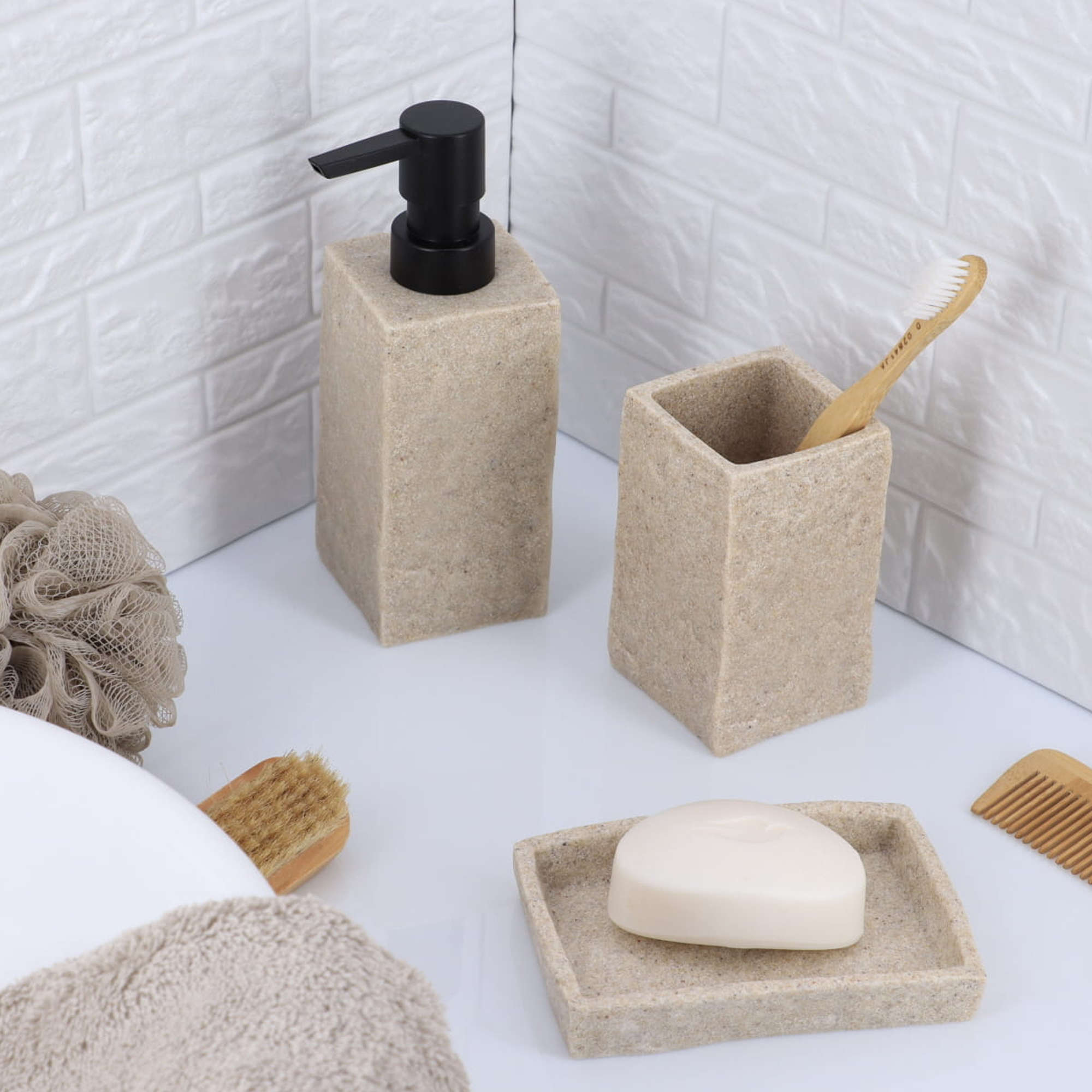 Dublin Rose Soap Dish – Beige Resin Bathroom Accessory With Floral Design, Modern Décor