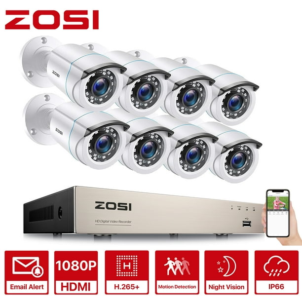 ZOSI H.265+ 1080P CCTV Home Security Camera System 8CH DVR No Hard