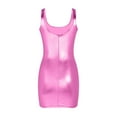 thumbnail image 3 of Hvot&aat Women's Metallic Wetlook Clubwear Hot Sleeveless Scoop Neck Bodycon Tank Dress Solid Color Mini Dresses, 3 of 5
