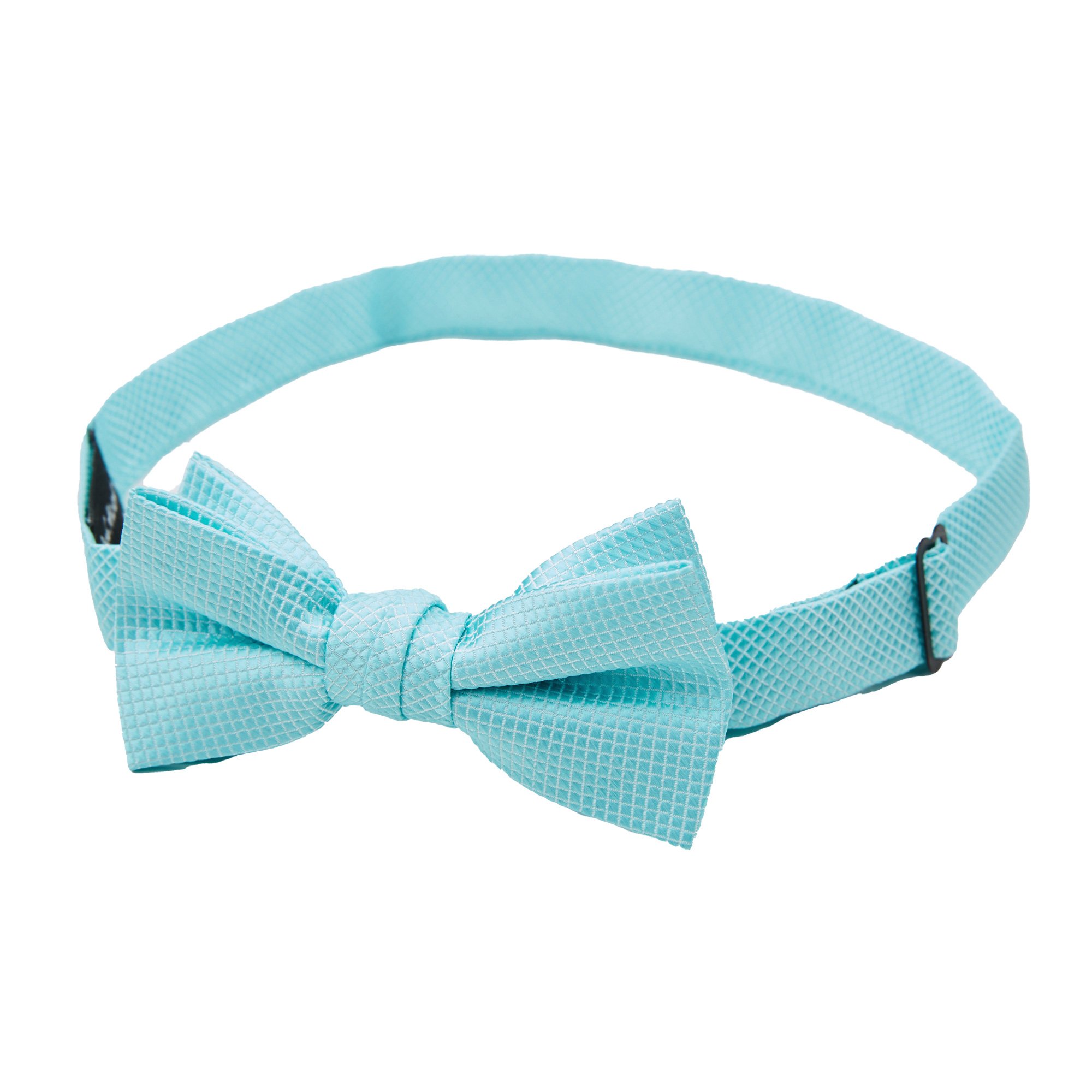 4 Piece Set: Jacob Alexander Men and Young Boys' Woven Subtle Mini Squares Self-Tie Bow Tie Adjustable Pre-Tied Banded Bow Tie and Pocket Squares - Light Turquoise - image 3 of 7