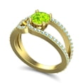 thumbnail image 2 of Diamond-Capitals 2.50 Carat Beautiful Round Shape Peridot & Aquamarine Gemstone Engagement Ring for Women Solid 14K Yellow Gold Size 11, 2 of 8