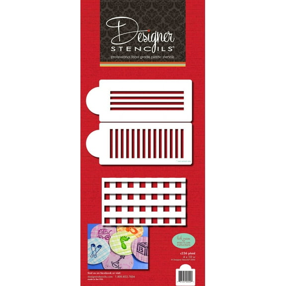 Designer Stencils Plaid Cake Stencil, Beige/semi-transparent