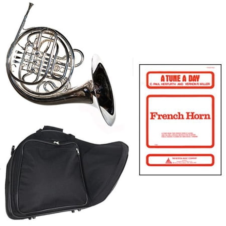 Band Directors Choice Silver Plated Double French Horn Key of F/Bb - A Tune A Day French Horn Pack; Includes Intermediate French Horn, Case, Accessories & A Tune A Day French Horn Book