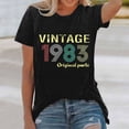 thumbnail image 2 of Trendfront Womens Vintage 1983 T Shirts Letter Graphic Crewneck Casual Short Sleeve Loose Fit Tops Trendy Fashion Tee Pullover Daily Wear, 2 of 5