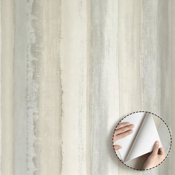 Watercolor Neutral Striped Wallpaper Modern Minimalist Aesthetic Self Adhesive and Removable Waterproof Wall Decoration for Living Room Bedroom Dorm Room Kitchen Cabinet Shelf 17.7 * 118 in