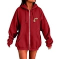 thumbnail image 4 of Gsakboxl Sweatshirt Women Football Embroidery Full Zip Up Long Sleeve Hooded Sweatshirt, Casual Outer Hood Jacket For Football Lovers Fall Daily Wear, 4 of 8
