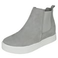 thumbnail image 2 of Soda Flat Women Chelsea Shoes Suede Casual High Top Hidden Platform Sneakers White Sole Flatform Elastic Sides Draw-G Gray 9, 2 of 3