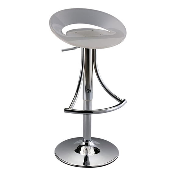 Benjara Vera 19-29" Counter Height Stool- Round Swivel Adjustable- Chrome White