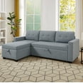thumbnail image 2 of 81.5" Pull-Out Sectional Sofa, Modern Upholstered L-Shape Convertible Sleeper Sectional Sofa with Storage Chaise, Corner 3 Seaters Couches for Living Room, Apartment and Office, Light Grey, 2 of 8