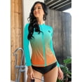 thumbnail image 4 of Attraco Style Women Long Sleeve Rash Guard Sun Protection 50+ Zipper Gradient Swimsuit Top, 4 of 6