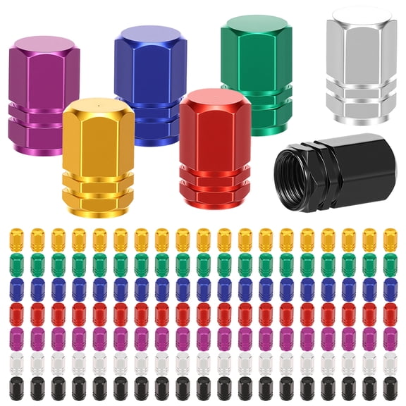 140 Pcs Tire Valve Stem Caps Anodized Aluminum Alloy Hexagon Tires Valve Cap Set Universal for Car SUV Truck Bicycle RV