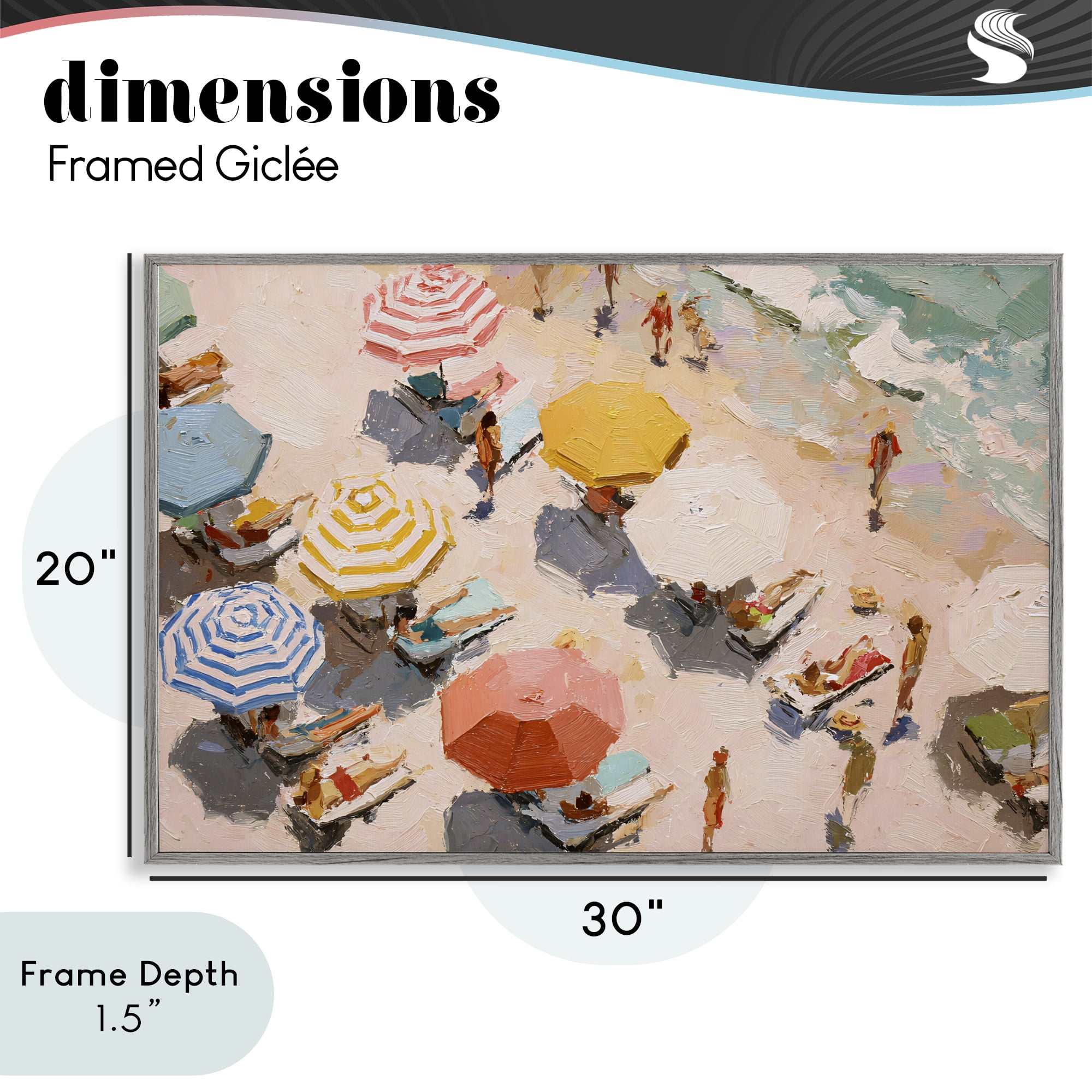 Stupell Industries Summer Beach Fun Expression Gray Framed Giclee Art, design by Jacky Ngan
