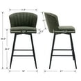 thumbnail image 3 of Guyou 26” Counter Height Bar Stools Set of 2, Modern PU Upholstered Kitchen Island Chairs, Barstools with Back and Footrest for Kitchen Island Pub Restaurant, Green, 3 of 11
