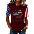 thumbnail image 3 of KDDYLITQ Womens 250th Anniversary Day Tshirt Summer National Flag Print Crew Neck Blouses Patriotic Usa Star Stripes Fourth Of July Tops 250 Years Birthday Trendy Short Sleeve Tees Wine L, 3 of 6