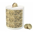 thumbnail image 3 of Earth Tones Piggy Bank, Iranian Pattern Traditional Paisley Welsh Pears, Ceramic Coin Bank Money Box for Cash Saving, 3.6" X 3.2", Grey Yellow, by Ambesonne, 3 of 4
