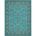 thumbnail image 3 of Unique Loom Sialk Hill Collection Area Rug - Washington (9' 10" x 13' 1" Rectangle Turquoise/Black) Floral Traditional Perfect For Living Room Bed Room Dining Room Office, 3 of 8