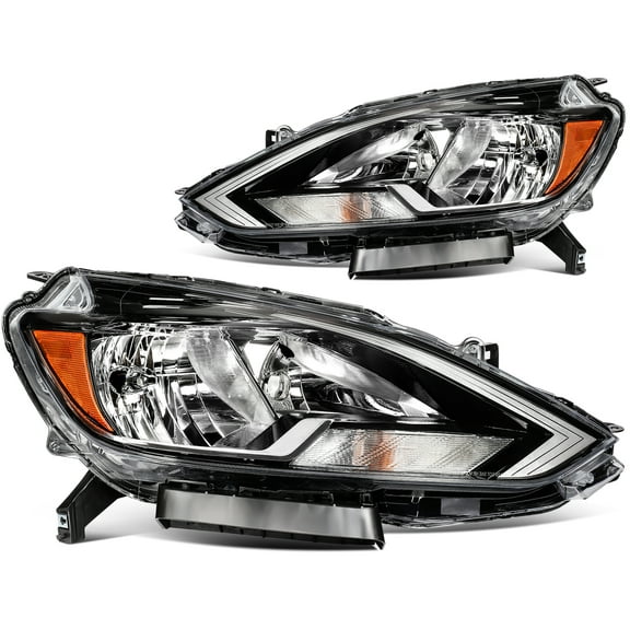 ECCPP Left Side Headlight Assembly Fit with 2016-2019 for Nissan Sentra Headlight Black Housing Clear Lens Onyx Black OE:26060-3YU0A NI2502244 26010-3YU0A NI2503244 (Bulbs Not include)