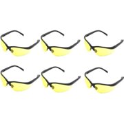 LEDwholesalers UV Protection Adjustable Safety Glasses with Yellow Tint, 7821 (6 Pack)