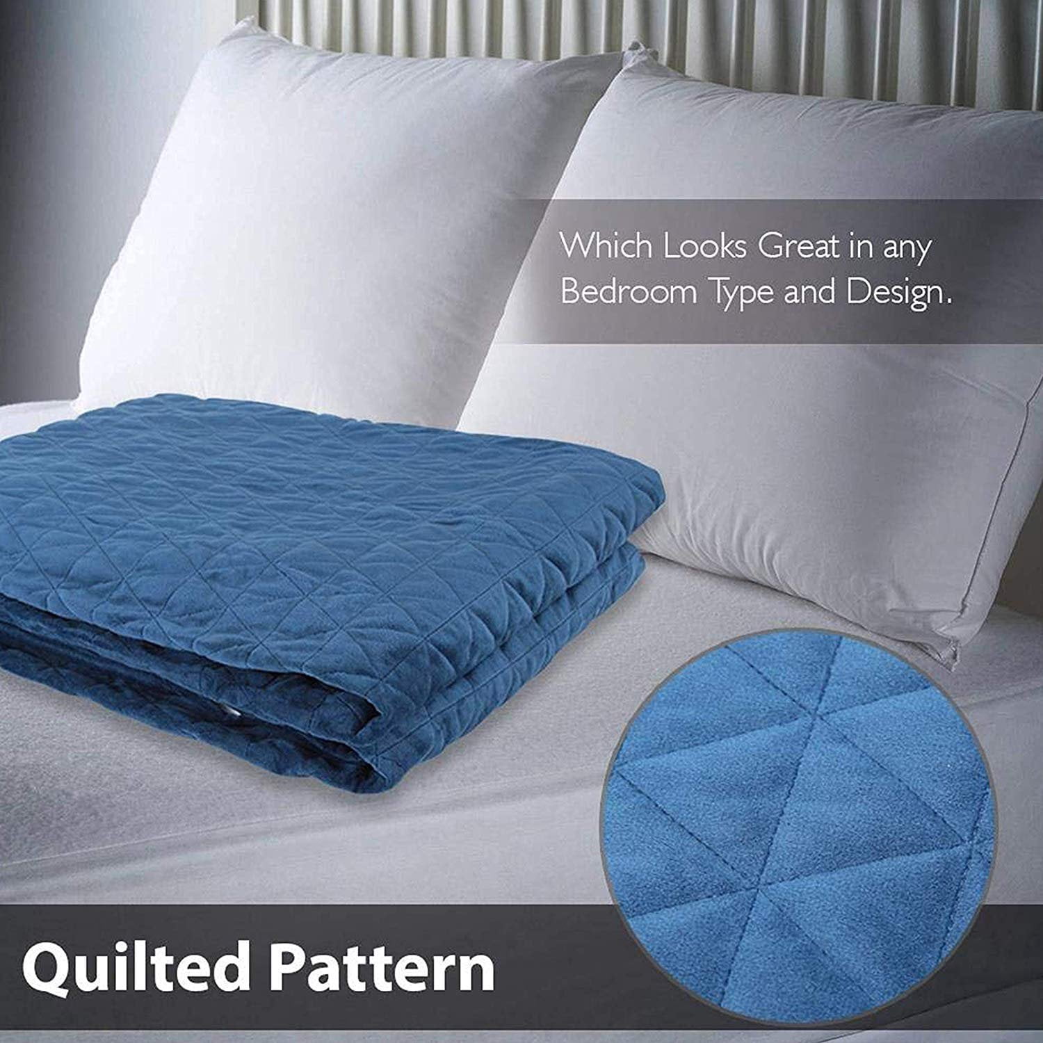 SereneLife Weighted Blanket Duvet Cover, Queen Size, Blue (For Models: SLHVBLKT20, SLHVBLKT15)