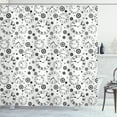 thumbnail image 1 of Ambesonne Clocks Shower Curtain, Time Mechanism Gears, 69"Wx75"L, Black White, 1 of 3