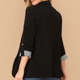 thumbnail image 2 of Striped Cuff Women Blazer Ladies Casual Blazer Casual Blazer Jacket Striped Cuff Women Blazer Solid Color Back Hem Slit Long Sleeve Casual Blazer Jacket For Office Black M, 2 of 5