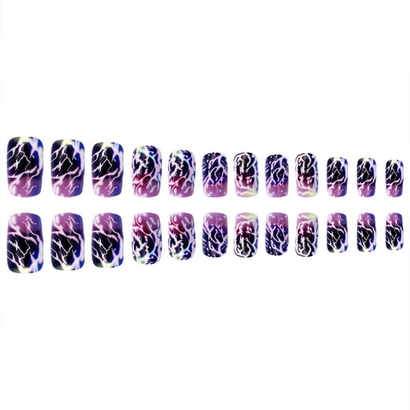 24PCS Dark Aesthetic Press On Nails Design Reusable Fake Nails For Teens Adults Daily Halloween Use