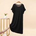 thumbnail image 3 of Pafei Tyugd Nightshirts for Women Soft Breathable Short Sleeve Mini Nightdress Lightweight Casual Round Neck Pajama Dress Ladies Nightgowns Loungewear Black 2XL, 3 of 7