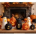 thumbnail image 7 of THOPBPRK Halloween Seagrass & Metal Pumpkin Basket - 12" Handcrafted Woven Jack O' Lantern with Witch Hat Lid, Spooky Halloween Woven Pumpkin Lamp for Home Decor, Fall & Festive Parties, 7 of 7