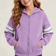 thumbnail image 5 of HAOTAGS Kids Hooded Sweatshirt (5-14) Winter Fleece-lined Zipper Warm Jacket Purple Size 13, 5 of 7