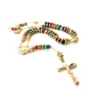 thumbnail image 2 of Gold/Multi Tone Praying Hands Jesus Cross 39" Glass Beads Rosary Necklace, 2 of 2