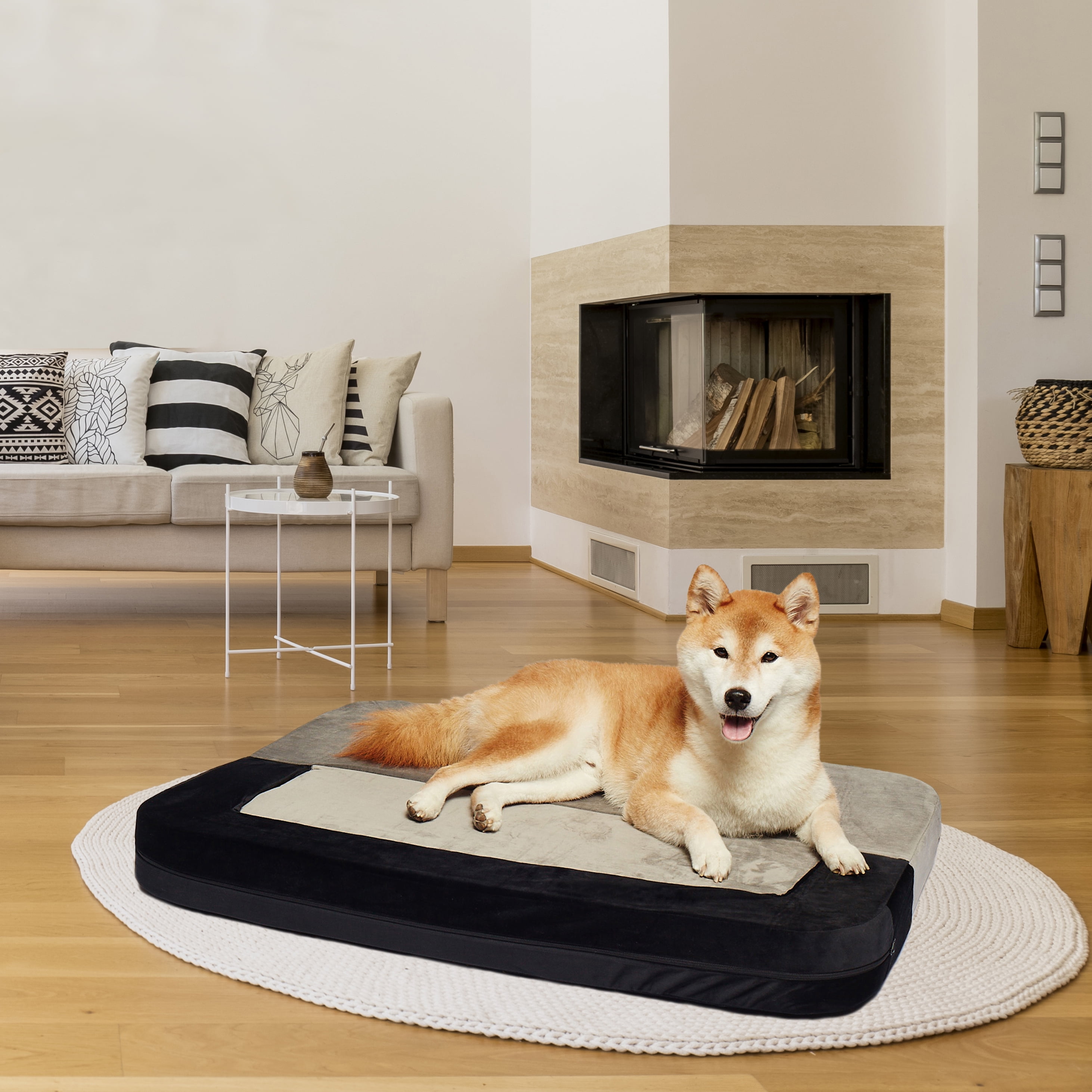 Precious Tails Orthopedic Foam Velvet Convertible Sofa Dog Bed