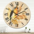 thumbnail image 2 of Designart 'Autumn Flowers and Robin Bird' Traditional Wood Wall Clock, 2 of 5