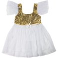 thumbnail image 2 of StylesILove Kids Gold Sequin Tulle Flower Girl Dress, 4 Colors (6-7 Years, White), 2 of 3