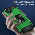 thumbnail image 3 of Sturdy 360 Rotatable Kickstand Back Case for iPhone 14, Luxury Ultra Slim Shockproof Armor Durable Heavy Duty Protective Hard Phone Case Cover for iPhone 14, Green, 3 of 7